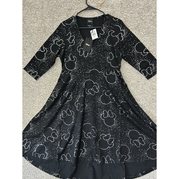 Torrid Disney Minnie Mouse Faces High Low Black Skater Dress Size M/L (00) - Picture 1 of 8